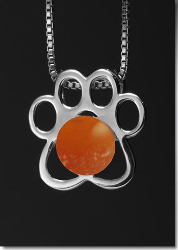 Orange Paw Silver Cremation Pendant